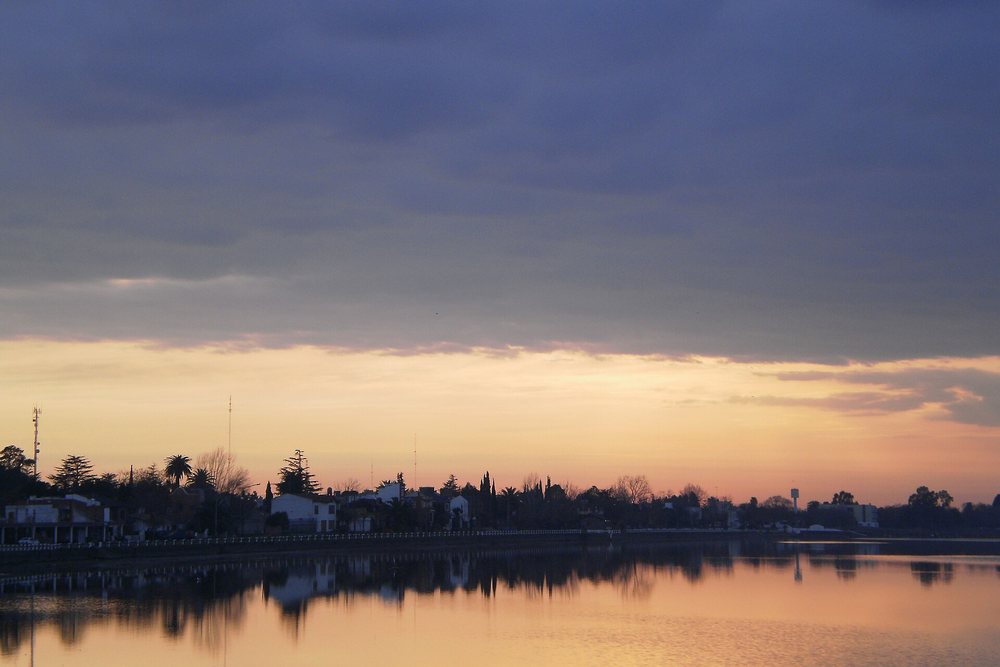 Sunrise with mist over the lagoon